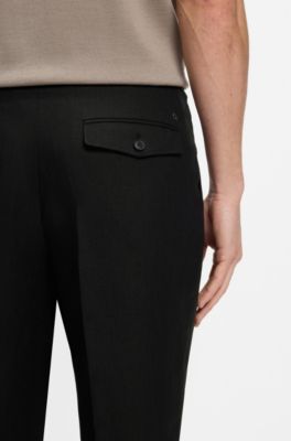 Tapered-fit trousers in linen, Black