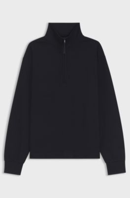 Cotton and wool-blend zip-up sweatshirt, Dark Blue