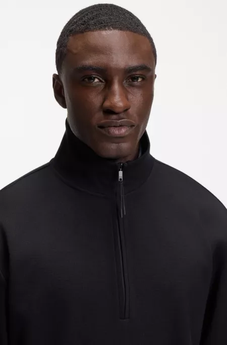 Cotton and wool-blend zip-up sweatshirt
