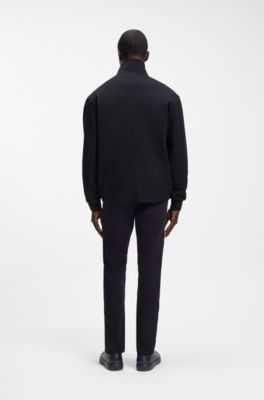 Cotton and wool-blend zip-up sweatshirt, Dark Blue