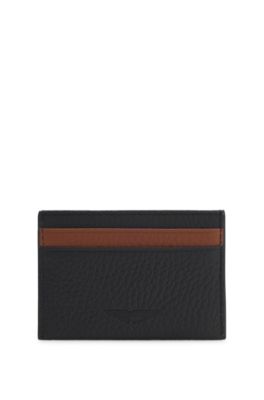 BOSS x ASTON MARTIN card holder in two-tone leather, Black