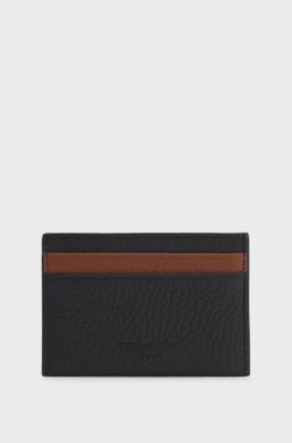 BOSS x ASTON MARTIN card holder in two-tone leather, Black