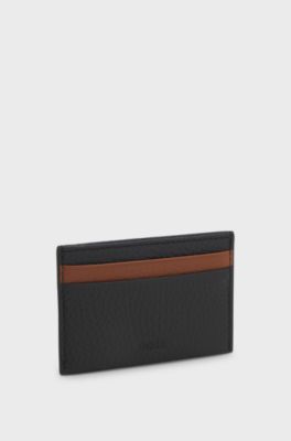 BOSS x ASTON MARTIN card holder in two-tone leather, Black