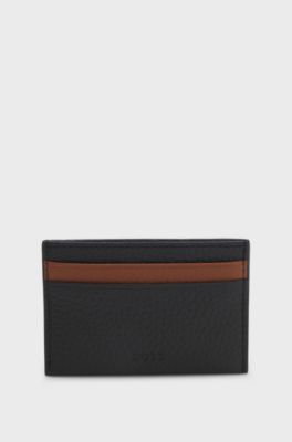 BOSS x ASTON MARTIN card holder in two-tone leather, Black