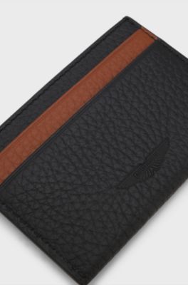 BOSS x ASTON MARTIN card holder in two-tone leather, Black