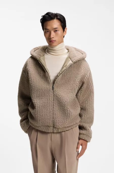 Zip-up hoodie crafted in teddy fabric