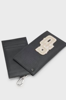 BOSS SELECTED BY SHOHEI OHTANI leather card holder, Black