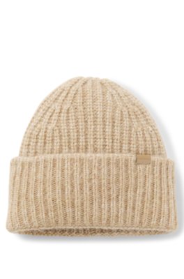 Chunky ribbed-knit beanie hat with wool and alpaca
