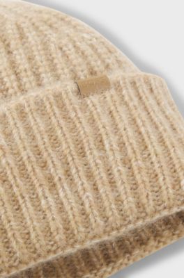 Berretto a coste spesse in lana e alpaca, Beige