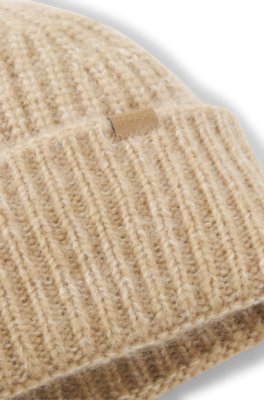 Boss Chunky ribbed-knit beanie hat with wool and alpaca mössor dam – bild 4