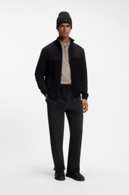Relaxed-fit tracksuit bottoms in stretch corduroy, Black