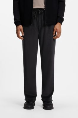 Relaxed-fit tracksuit bottoms in stretch corduroy, Black