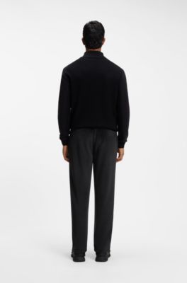 Relaxed-fit tracksuit bottoms in stretch corduroy, Black