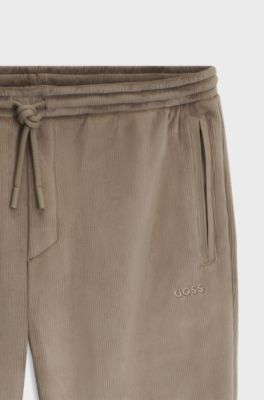 Relaxed-Fit Jogginghose aus Stretch-Cord, Hellbraun