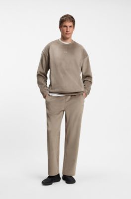Relaxed-fit tracksuit bottoms in stretch corduroy, Light Brown
