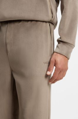 Relaxed-fit tracksuit bottoms in stretch corduroy, Light Brown