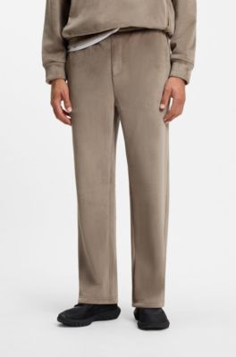 Relaxed-fit tracksuit bottoms in stretch corduroy, Light Brown