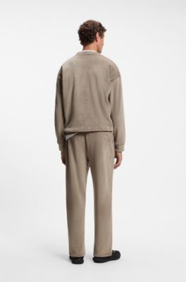 Relaxed-fit tracksuit bottoms in stretch corduroy, Light Brown