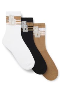 BOSS SELECTED BY SHOHEI OHTANI Socken im Dreierpack, Schwarz  /  Wei&szlig;  /  Beige