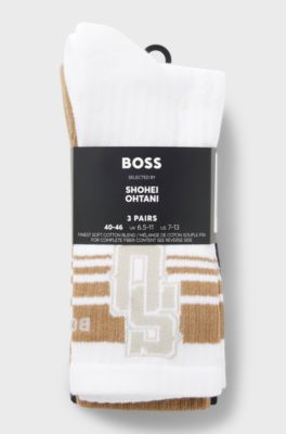 BOSS Selected by Shohei Ohtani confezione da tre calze, Nero / Bianco / Beige