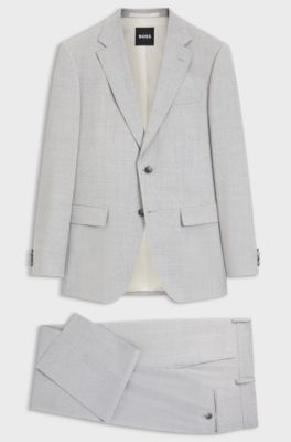 Two-piece slim-fit suit in virgin wool, Light Grey