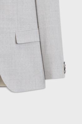 Two-piece slim-fit suit in virgin wool, Light Grey