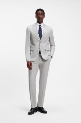 Abito due pezzi slim fit in lana vergine, Grigio chiaro