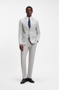 Traje slim fit de dos piezas en lana virgen, Gris claro