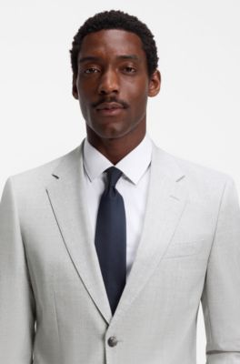 Two-piece slim-fit suit in virgin wool, Light Grey