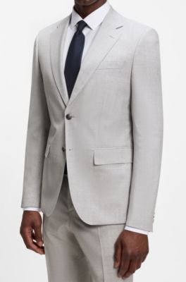 Two-piece slim-fit suit in virgin wool, Light Grey