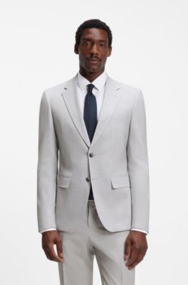 Two-piece slim-fit suit in virgin wool, Light Grey
