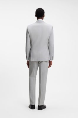 Abito due pezzi slim fit in lana vergine, Grigio chiaro