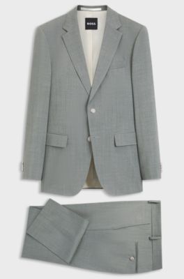 Abito due pezzi slim fit in lana vergine, Grigio