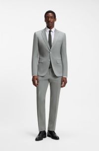 Traje slim fit de dos piezas en lana virgen, Gris