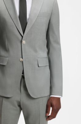 Abito due pezzi slim fit in lana vergine, Grigio