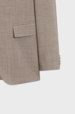 Two-piece slim-fit suit in virgin wool, Beige