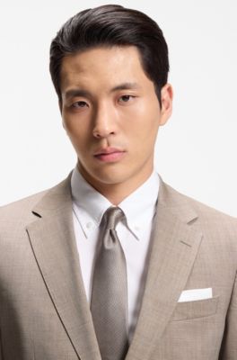 Two-piece slim-fit suit in virgin wool, Beige