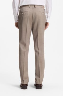 Two-piece slim-fit suit in virgin wool, Beige