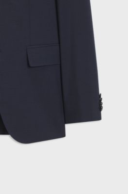 Two-piece slim-fit suit in virgin wool, Dark Blue