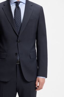 Two-piece slim-fit suit in virgin wool, Dark Blue