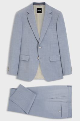Two-piece slim-fit suit in virgin wool, Light Blue