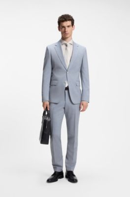 Two-piece slim-fit suit in virgin wool, Light Blue