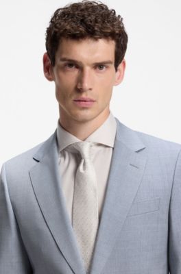 Abito due pezzi slim fit in lana vergine, Celeste