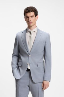 Two-piece slim-fit suit in virgin wool, Light Blue