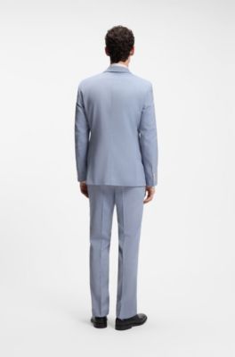 Two-piece slim-fit suit in virgin wool, Light Blue