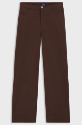 Relaxed-fit corduroy trousers with logo embroidery, Brown