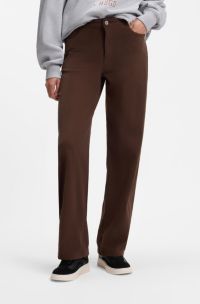 Relaxed-fit corduroy trousers with logo embroidery, Brown
