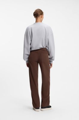 Relaxed-fit corduroy trousers with logo embroidery, Brown