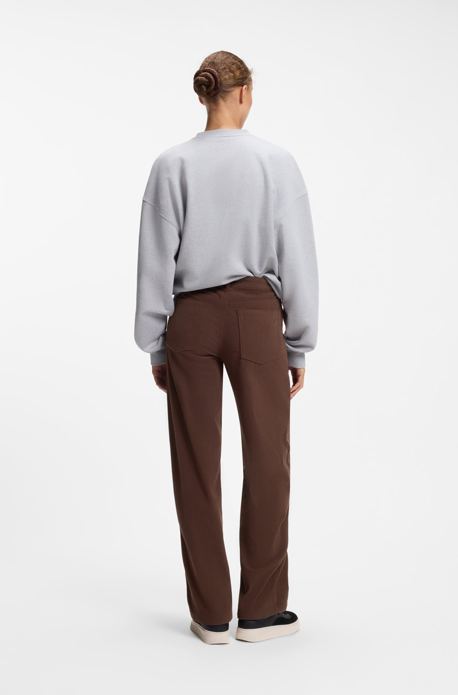 Hugo Relaxed-fit corduroy trousers with logo embroidery byxor dam – bild 2