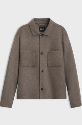Relaxed-fit blazer in a double-face wool blend, Light Brown